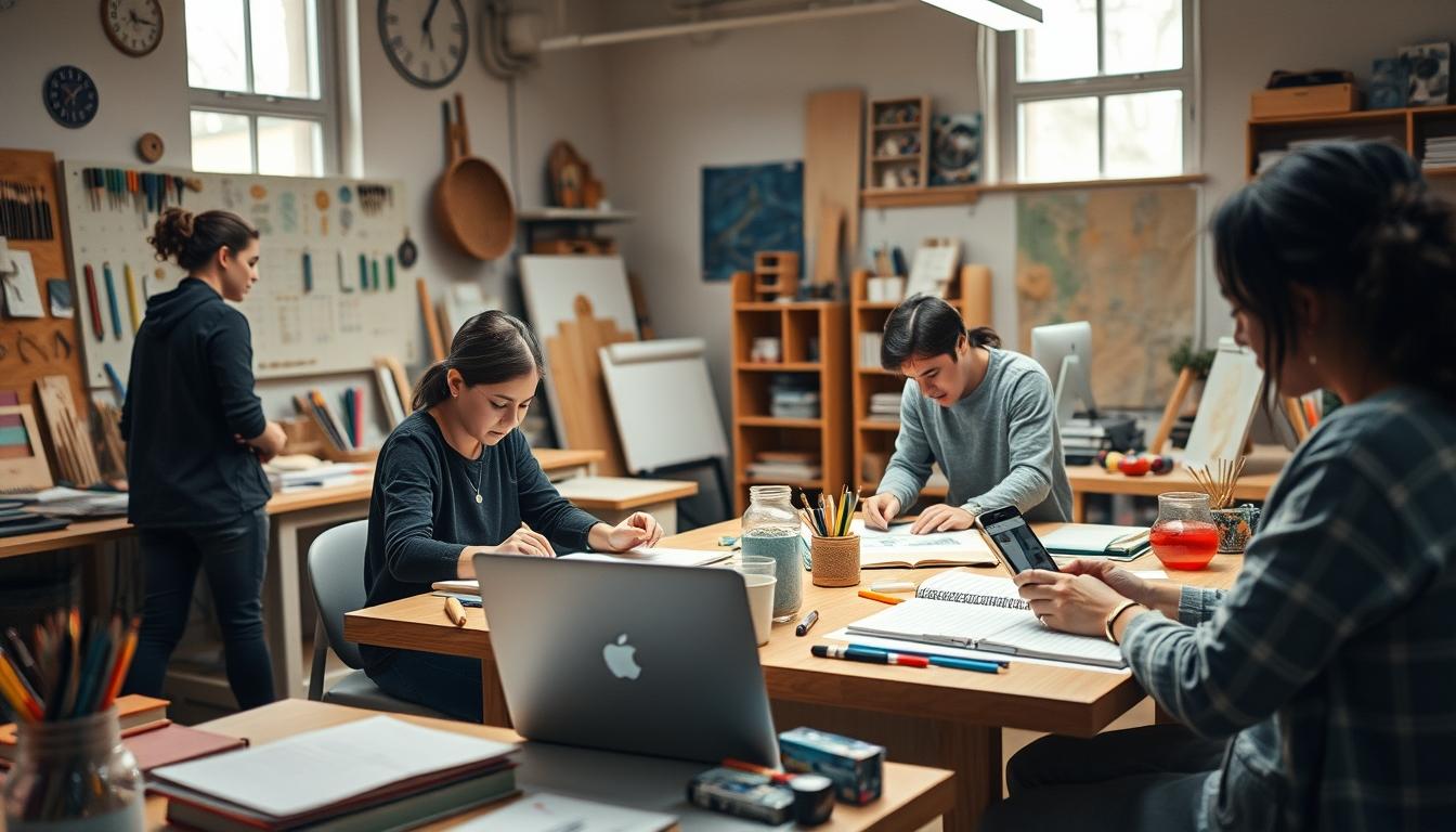 Student using a study guide to organize academic notes